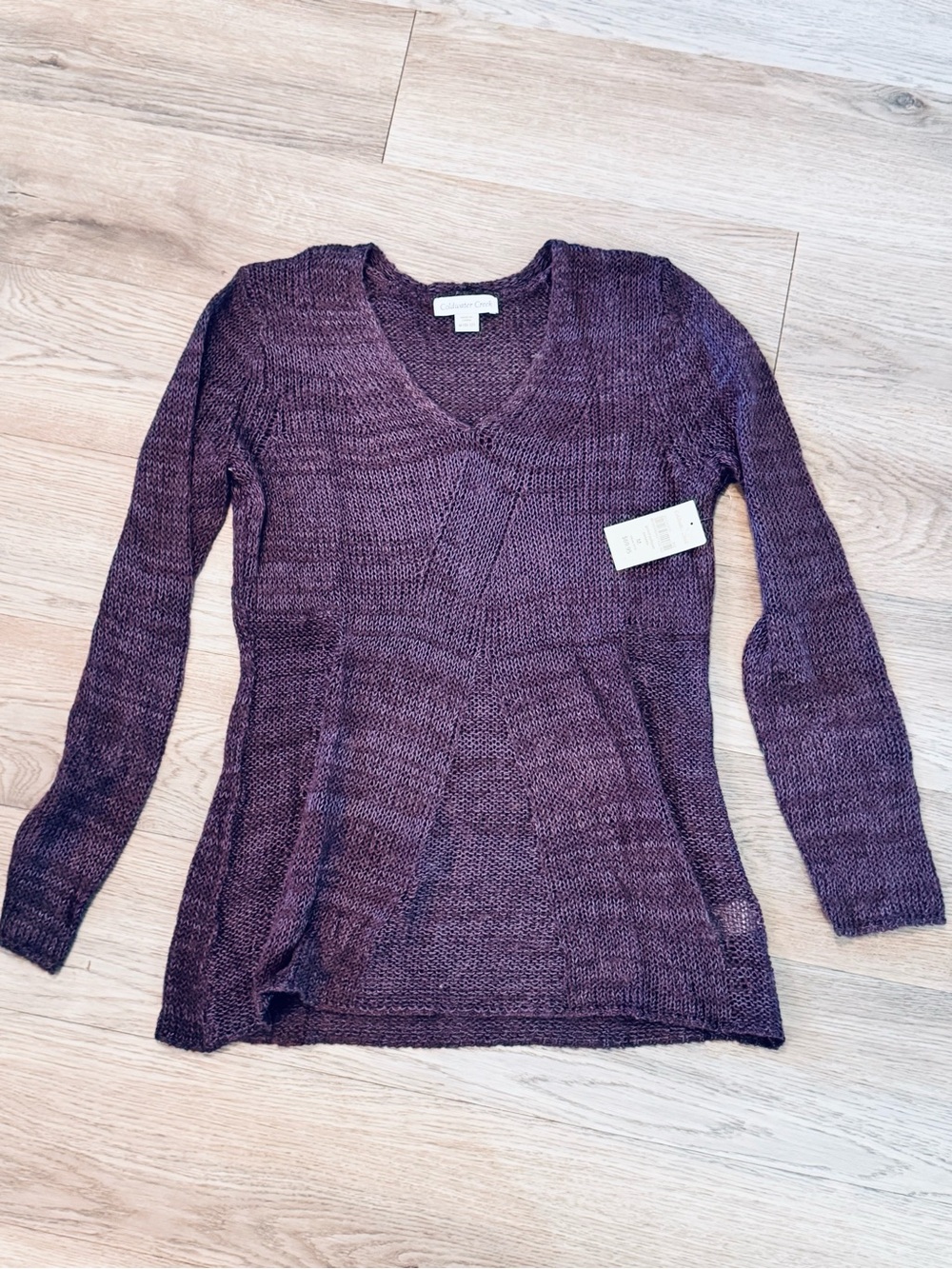 NWT Coldwater Creek Purple Long Sleeve Gored Pullover Sweater Lightweight size M